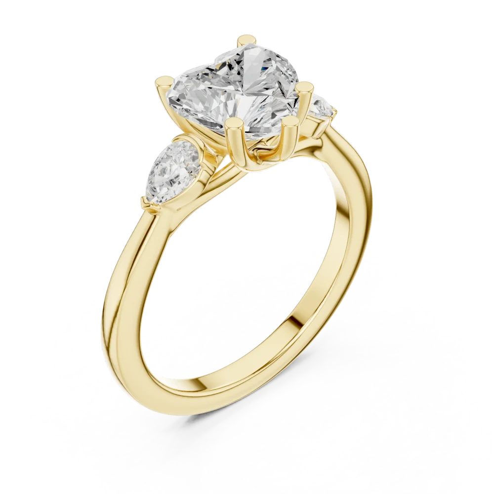 Discover the elegance of this heart Solitaire trilogy ring. Featuring radiant DIAMEUR lab-grown diamonds, this design defines modern luxury. Shop now.
