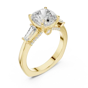 Luminary Cushion Cut Three-Stone Solitaire Engagement Ring