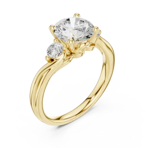 Ethereal Round Brilliant Three-Stone Solitaire Ring