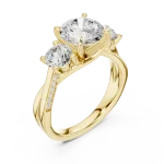Ethereal Round Brilliant Three-Stone Solitaire Ring