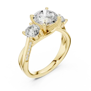 Ethereal Round Brilliant Three-Stone Solitaire Ring