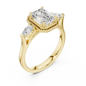 Luminary Emerald-Cut Three Stone Solitaire Ring