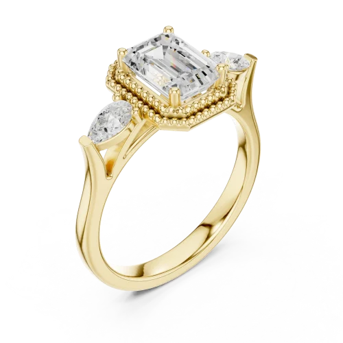Luminary Emerald-Cut Three Stone Solitaire Ring