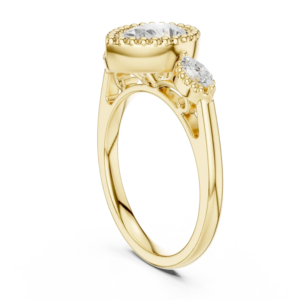 Ethereal Pear Cut Solitaire Three-Stone Statement Ring - Image 3