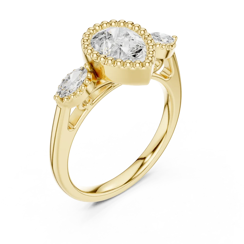 Discover the radiant beauty of our pear-cut DIAMEUR Solitaire ring, elegantly accented with marquise diamonds. Shop this modern luxury classic today.