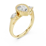 Ethereal Pear Cut Solitaire Three-Stone Statement Ring