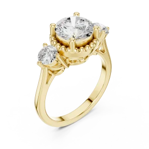 Ethereal Round Brilliant Three-Stone Solitaire Ring