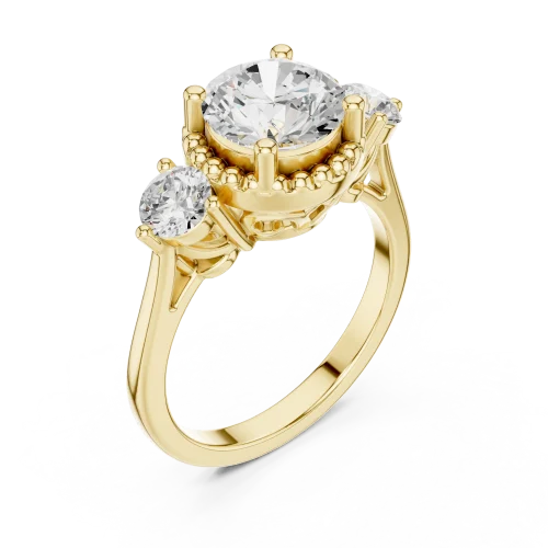 Ethereal Round Brilliant Three-Stone Solitaire Ring