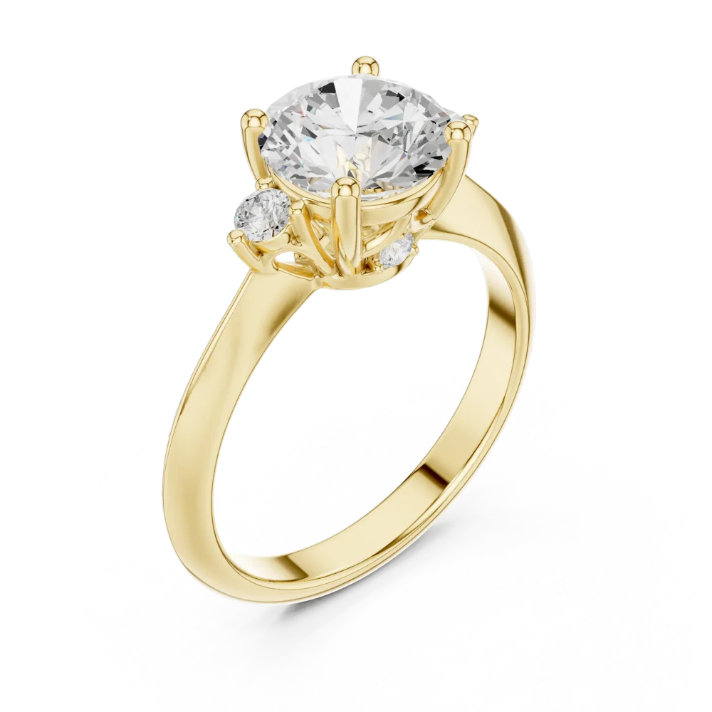Experience timeless elegance with this round brilliant Solitaire engagement ring. Featuring a stunning DIAMEUR diamond, discover sustainable luxury today.