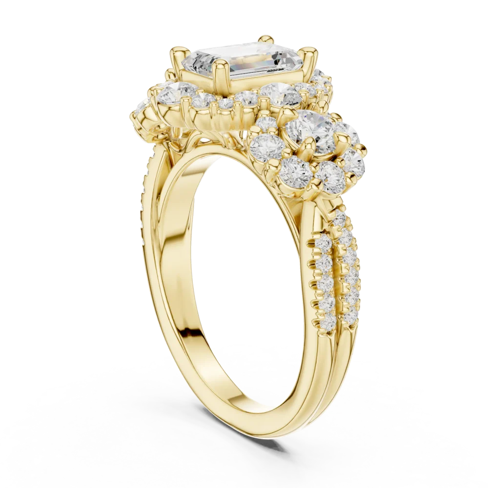 Luminary Emerald and Round Brilliant Cluster Ring - Image 3
