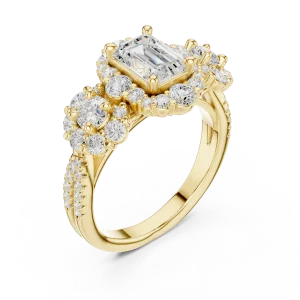 Luminary Emerald and Round Brilliant Cluster Ring