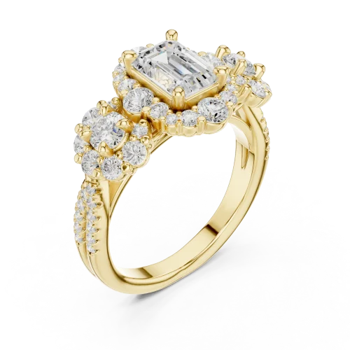 Luminary Emerald and Round Brilliant Cluster Ring