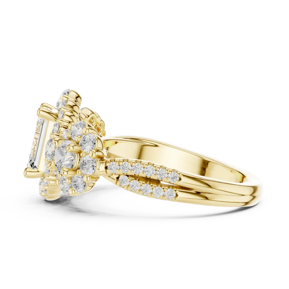 Luminary Emerald and Round Brilliant Cluster Ring - Image 4