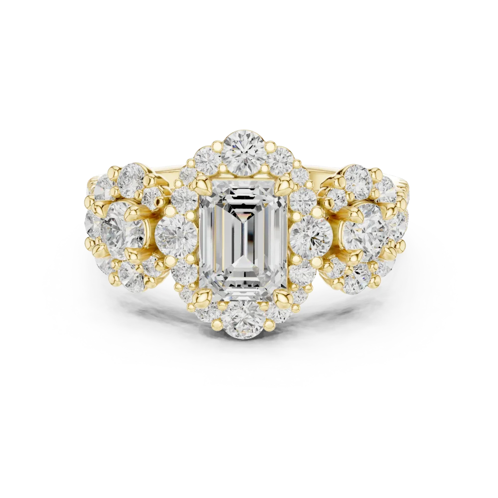 Luminary Emerald and Round Brilliant Cluster Ring - Image 2