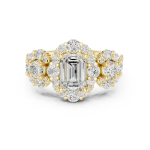 Luminary Emerald and Round Brilliant Cluster Ring - Image 2