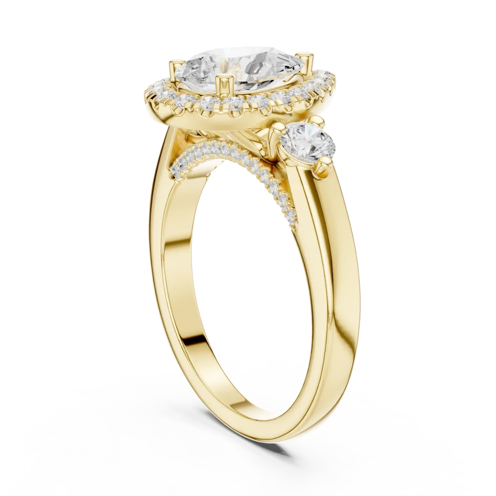 Ethereal Pear Cut Halo Solitaire Ring - Image 3