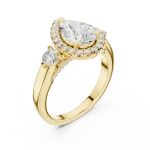 Ethereal Pear Cut Halo Solitaire Ring