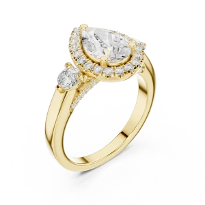 Ethereal Pear Cut Halo Solitaire Ring