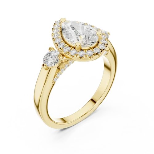 Ethereal Pear Cut Halo Solitaire Ring