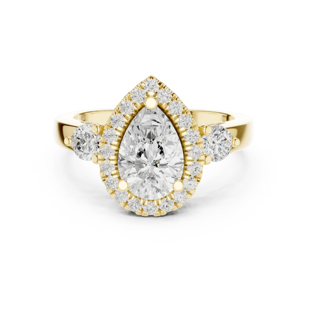 Ethereal Pear Cut Halo Solitaire Ring - Image 2