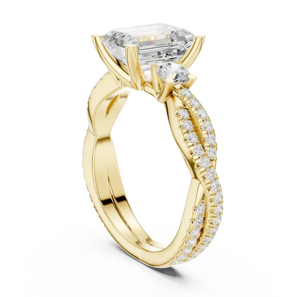 Luminary Emerald Cut Solitaire with Pavé Twisted Band - Image 3