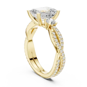 Luminary Emerald Cut Solitaire with Pavé Twisted Band - Image 3