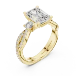 Luminary Emerald Cut Solitaire with Pavé Twisted Band
