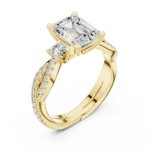 Luminary Emerald Cut Solitaire with Pavé Twisted Band
