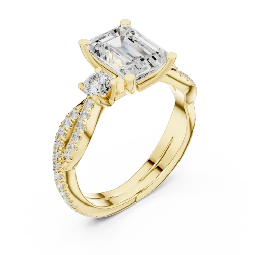 Luminary Emerald Cut Solitaire with Pavé Twisted Band