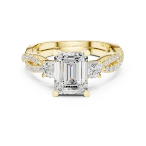 Luminary Emerald Cut Solitaire with Pavé Twisted Band - Image 2