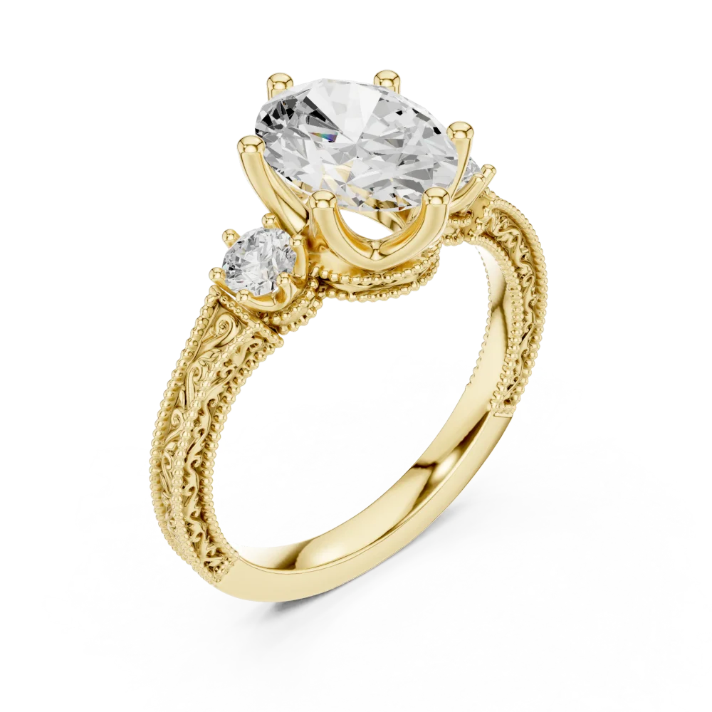 Discover our Ethereal Oval Solitaire Ring, featuring premium DIAMEUR lab-grown diamonds and intricate filigree. Elevate your forever with timeless elegance.