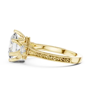 Ethereal Oval Solitaire Three Stone Filigree Engagement Ring - Image 4