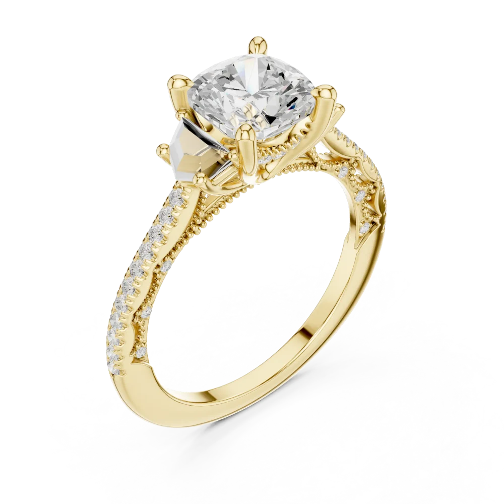 Elevate your commitment with this architectural Solitaire ring, featuring a brilliant cushion-cut DIAMEUR lab-grown diamond. Shop this modern classic today.