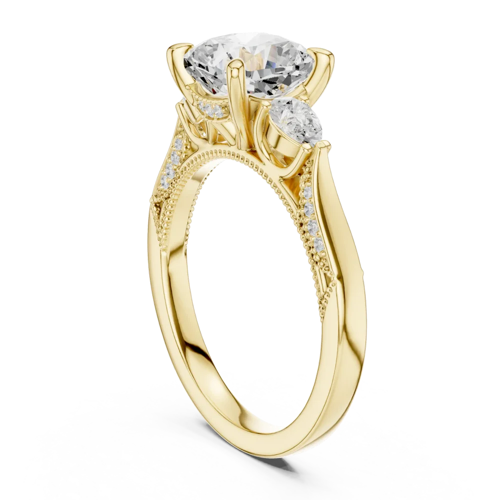 Ethereal Cushion Cut Three-Stone Solitaire Engagement Ring - Image 3
