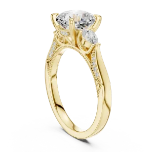 Ethereal Cushion Cut Three-Stone Solitaire Engagement Ring - Image 3