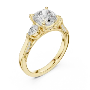 Ethereal Cushion Cut Three-Stone Solitaire Engagement Ring