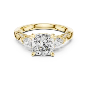 Ethereal Cushion Cut Three-Stone Solitaire Engagement Ring - Image 2