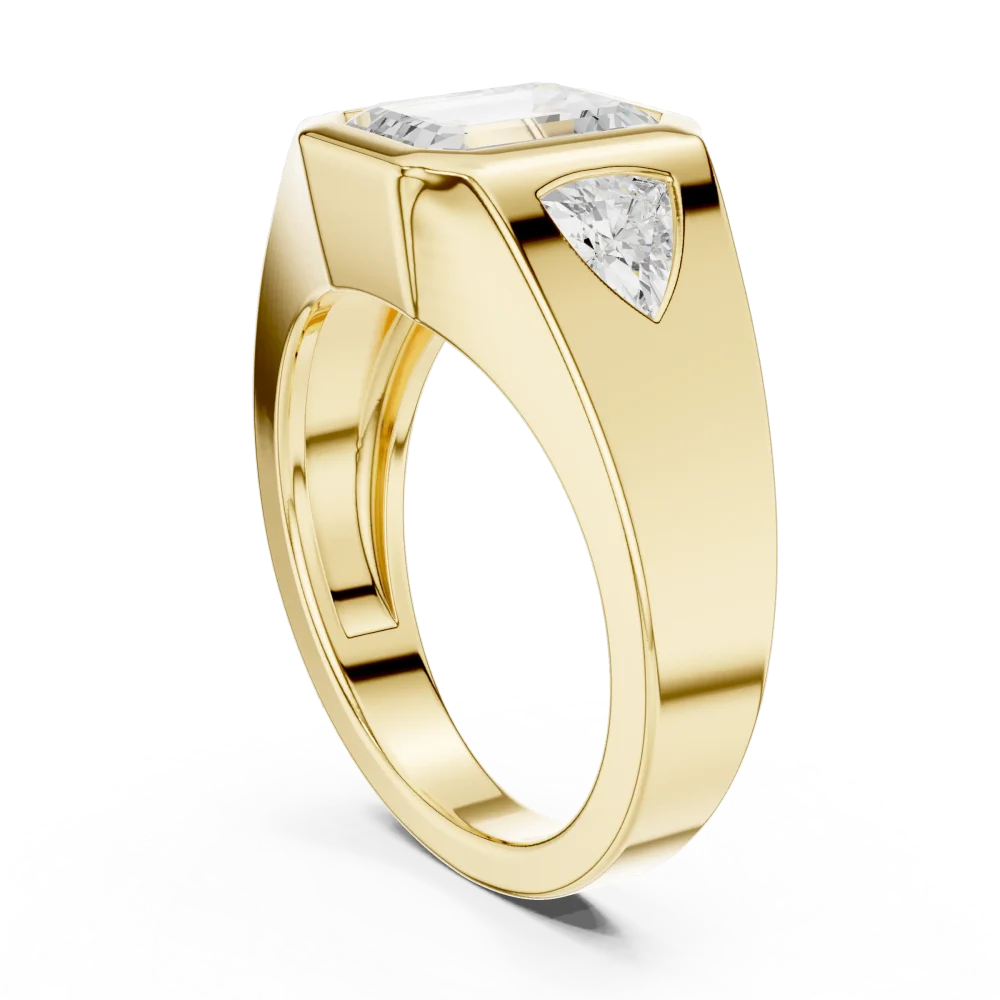Architectural Emerald and Trillion Solitaire Statement Ring - Image 3