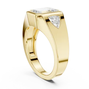 Architectural Emerald and Trillion Solitaire Statement Ring - Image 3