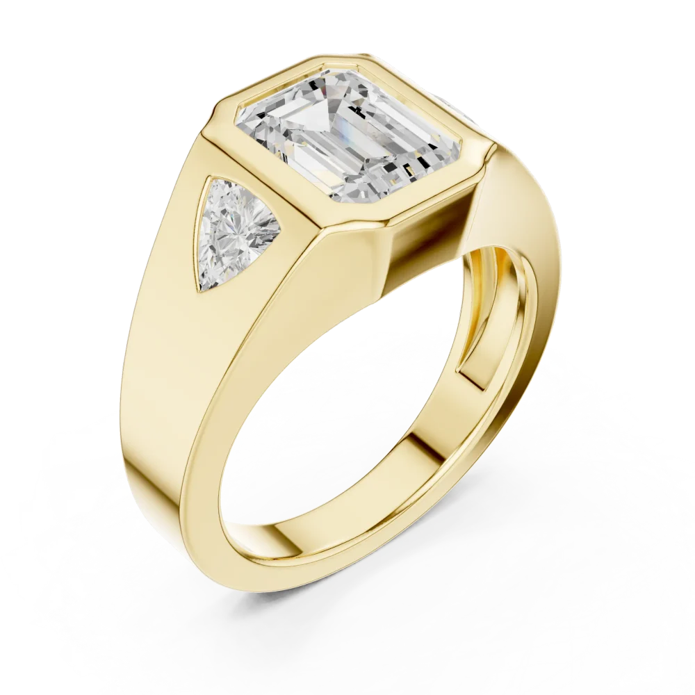 Discover this architectural Solitaire ring, featuring a brilliant emerald-cut center stone. A sustainable, modern classic—shop this stunning design.