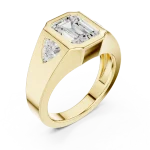 Architectural Emerald and Trillion Solitaire Statement Ring