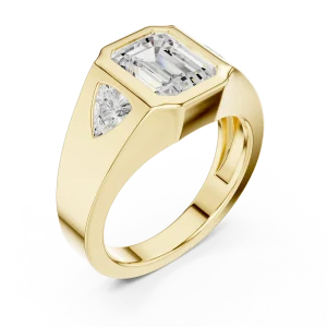 Architectural Emerald and Trillion Solitaire Statement Ring