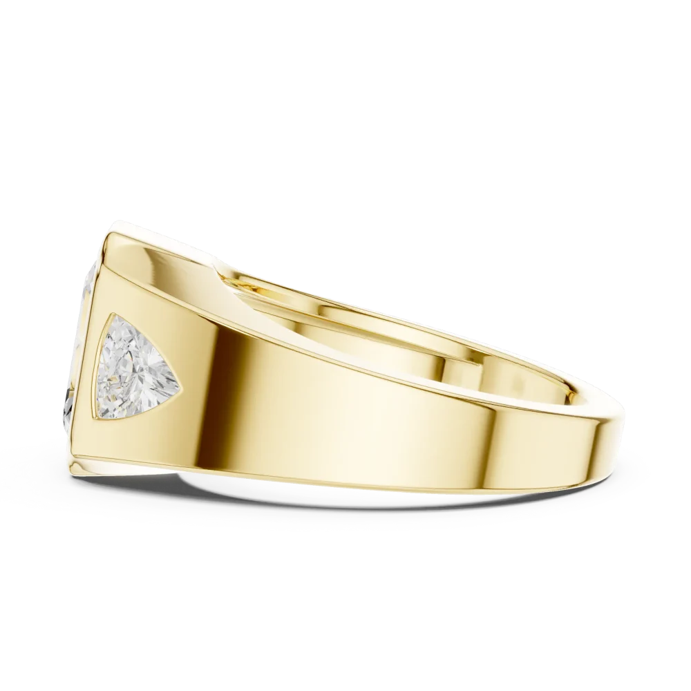 Architectural Emerald and Trillion Solitaire Statement Ring - Image 4