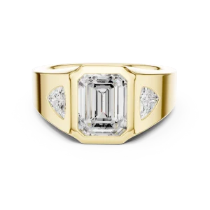Architectural Emerald and Trillion Solitaire Statement Ring - Image 2