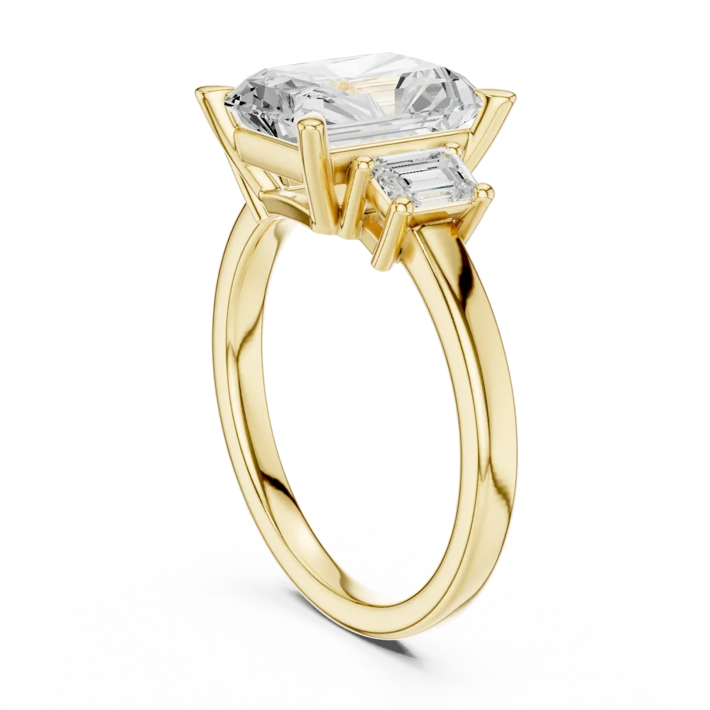 Radiant Architectural Three-Stone Solitaire Ring - Image 3