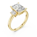 Radiant Architectural Three-Stone Solitaire Ring