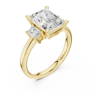 Radiant Architectural Three-Stone Solitaire Ring