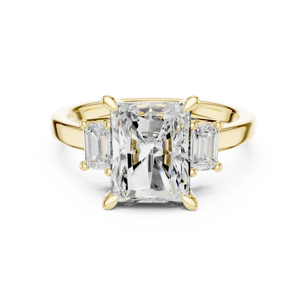 Radiant Architectural Three-Stone Solitaire Ring - Image 2