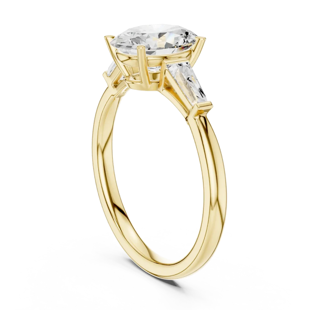 Ethereal Oval Solitaire Ring with Tapered Baguette Accents - Image 3