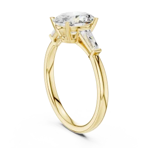 Ethereal Oval Solitaire Ring with Tapered Baguette Accents - Image 3
